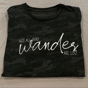 Not All Who Wander Are Lost graphic T-shirt, L